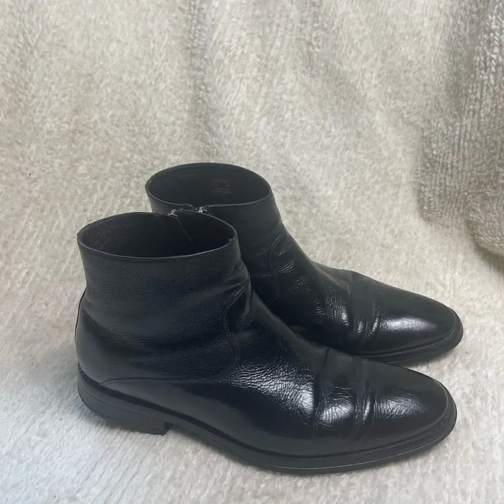 Flag LTD Men's Leather black Dress Ankle Boots Side zipper . Leather lining SZ12